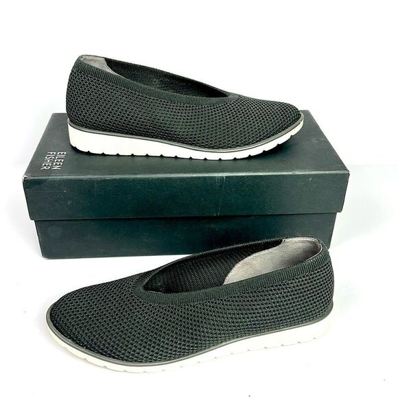 Eileen Fisher Heaven Graphite Stretch Shoes Slip On Flats Knit Upper size 7 - Picture 5 of 10